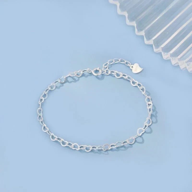 S925 Silver Heart Bracelet Simple Temperament Heart-shaped