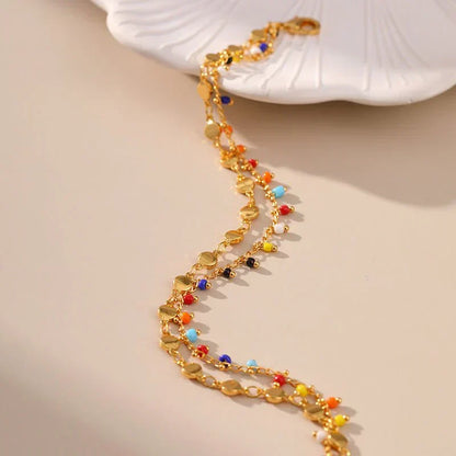 Candy Color Small Rice-shaped Beads National Style Anklets